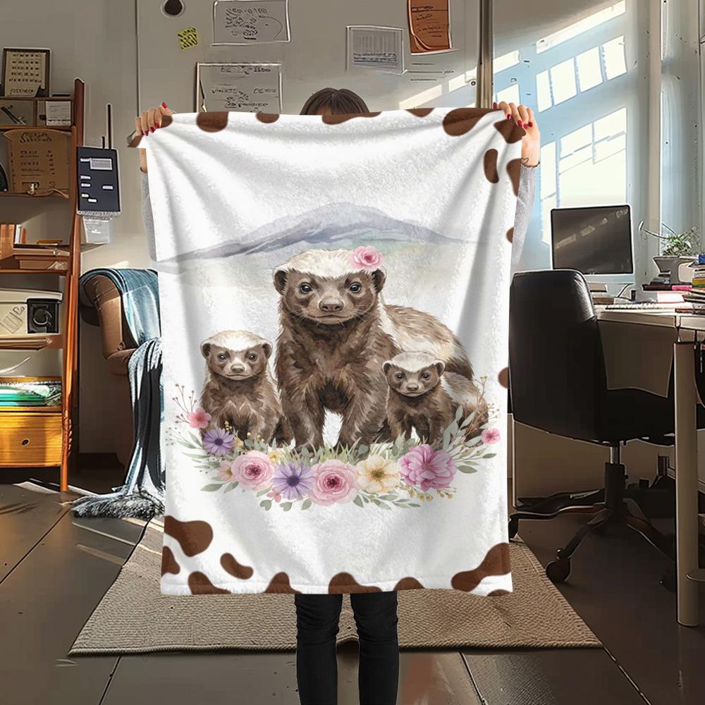 

1PC Animals and Patterns Print FlAannel Blanket, High quality Comfortable for All Seasons, Home Decor, Warmth and Comfort 80cm x 120cm
