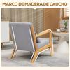 Armchair, Padded Lounge, Armrests, Cushion, Rubberwood Frame, 61 X 78 X 76 Cm, Grey