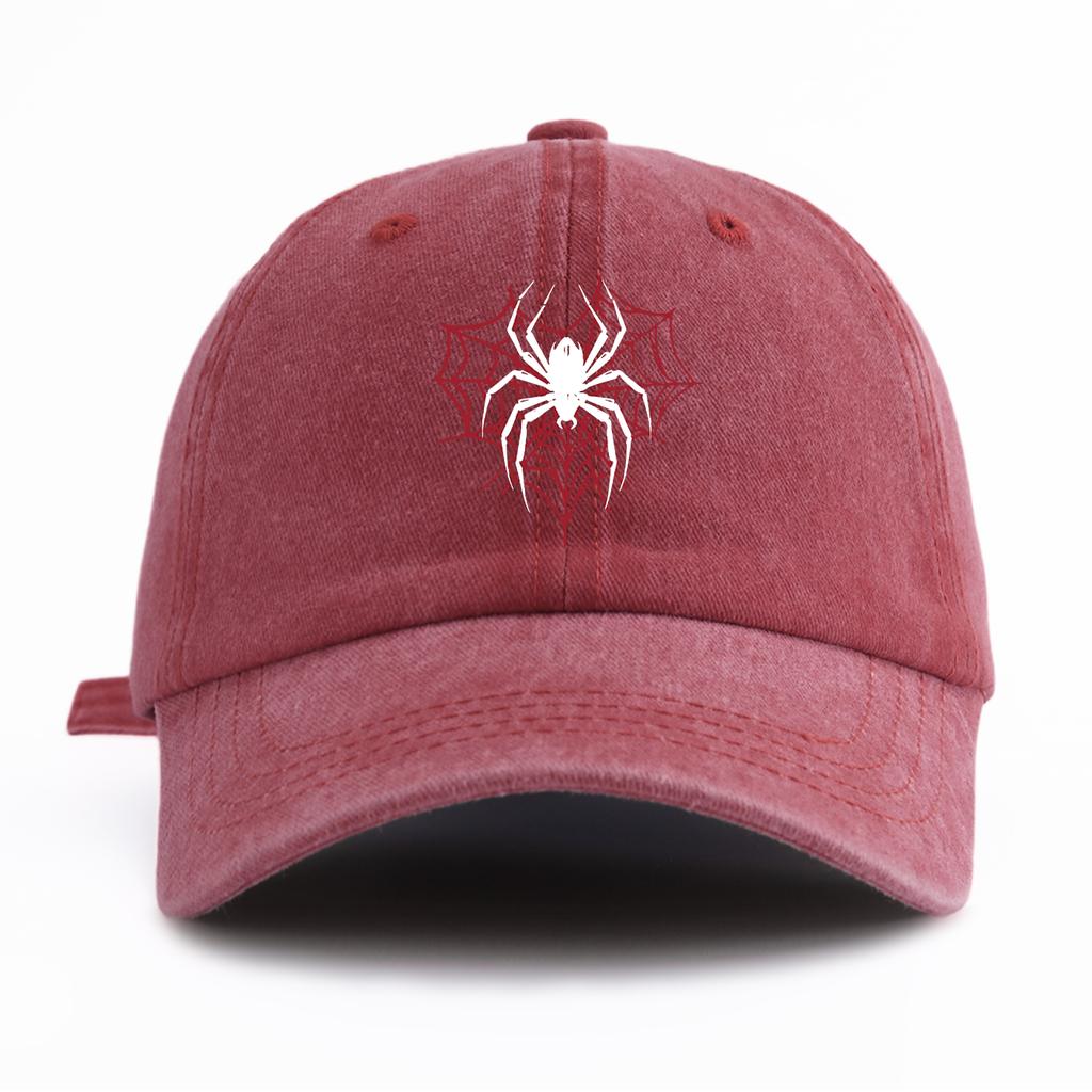 1pc Spider Print Washed Baseball Cap for AdultsMinimalist Retro Style Casual Soft Adjustable Dad HatPerfect As Gift