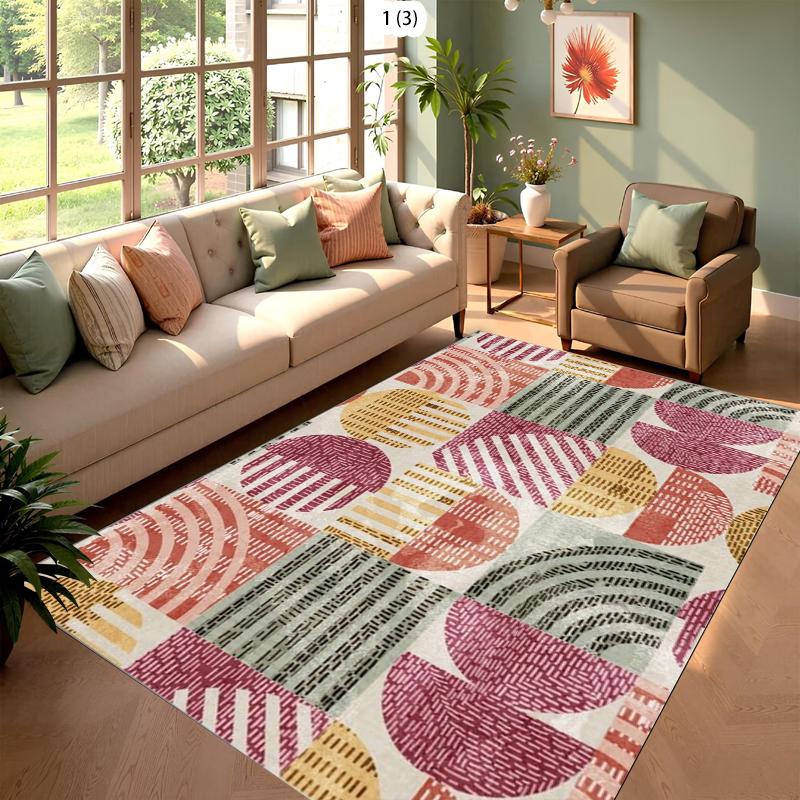 

Modern Geometric Living Room Rug Irregular Color Block Line Pattern Home Decor Carpet Soft Non-Slip Floor Mat for Bedroom 40X60cm