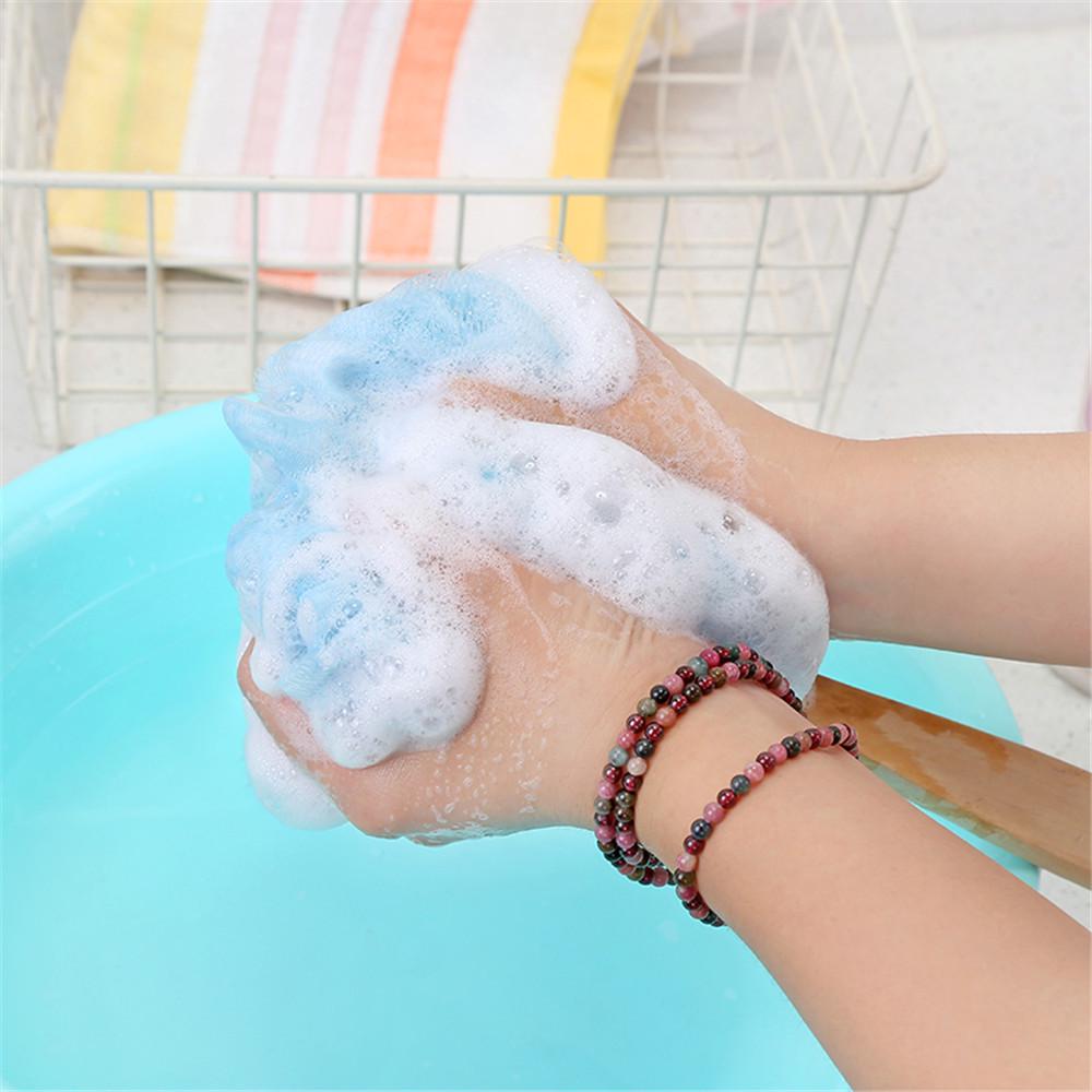 Nowa długa rączka wisząca miękka siatka tylna ciało szczotka do kąpieli prysznic gąbka