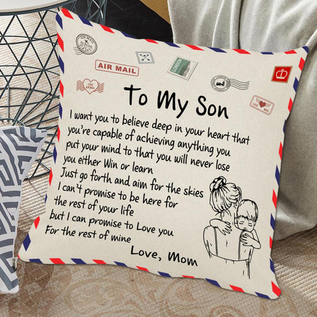 Pillow Cover Fiber Square Throw Pillow Cover Lettering Washable Sofa Cushion Case