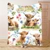 Highland Cattle Wildflowers Flannel Blanket Cozy Rustic Style Tear Resistant All Seasons Machine Washable Living Room Bedroom