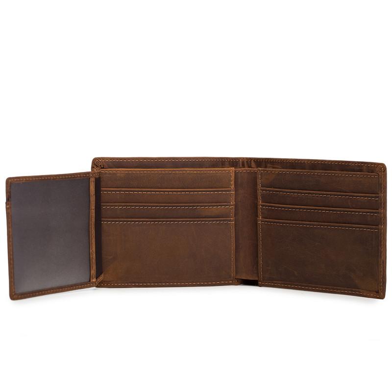 Hot Selling Men's Genuine Leather Wallet with Top Layer Cowhide and Crazy Horse Leather Wallet