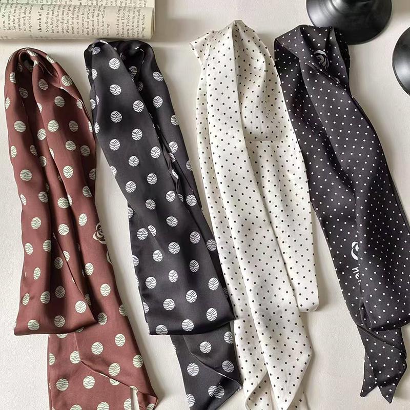 Luxary Brand Design Dot Pattern Women Scarf Polyester Silk Scarf Fashion Hair Headband Foulard Skinny Bag Scarves Neckerchief
