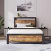 Platform Bed Metal with Storage Headboard Strong Load Bearing Adult Single Slats Frames Home Furniture Space Head
