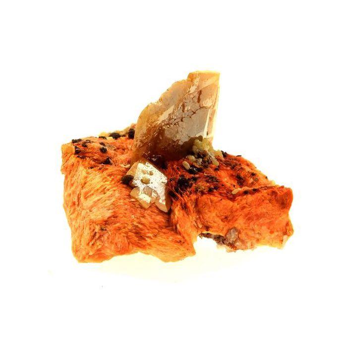 Pierres et Minéraux. Wulfenite + Mimetite. 44.0 ct. Lantignié, Rhône, France..