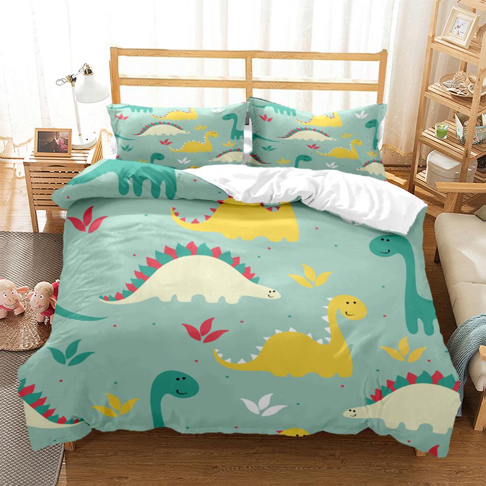 Comforter Cartoon Dinosaur Hd Print Polyester Bedding Setsteens Boy Girl Or Adults For Beds King Size Bedding Set