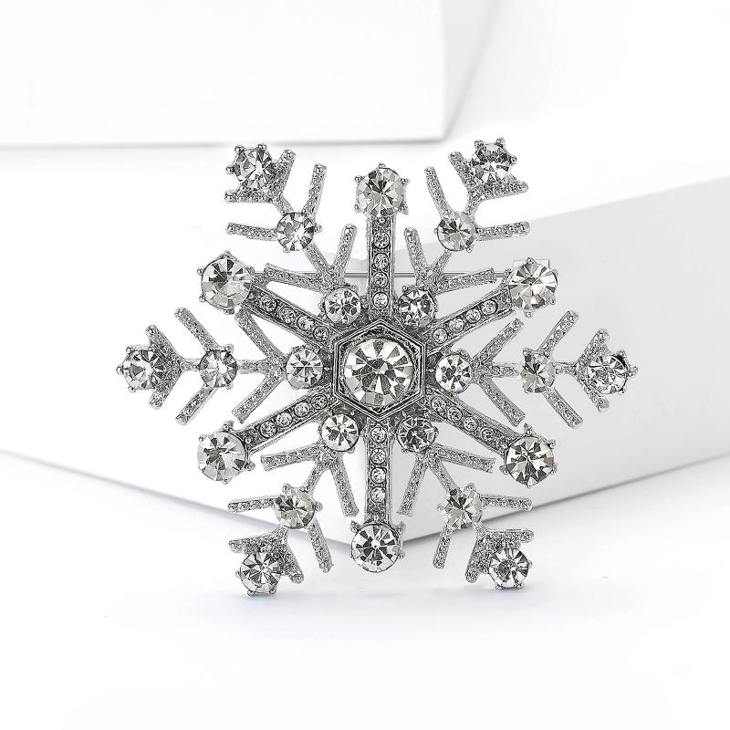 

Fashion Luxury Rhinestone Snowflake Brooches For Women Clothing Coat Jewelry Accessories Gifts A1
