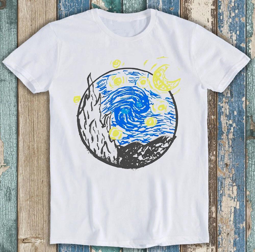 Van Gogh Starry Night Art Cartoon Meme Funny Gift Tee T Shirt 8101 S