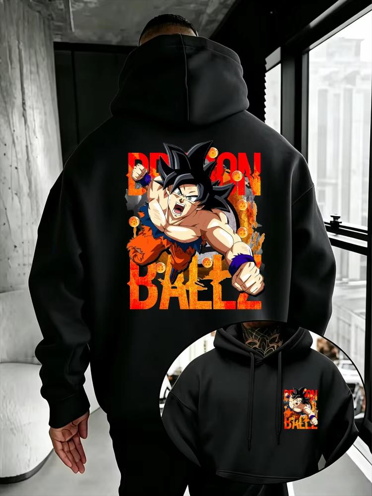 Dragon Ball Z Hoodie Son Goku Battle Image Anime Sweatshirt High Quality Warm Loose Fit Women And Men Hoodie