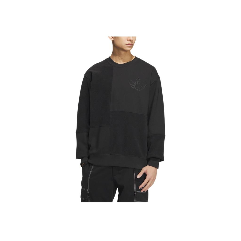 Adidas Originals Trefoil Miffy Logo Long-Sleeve Crew Neck Sweatshirt Men Tops Black HY7294