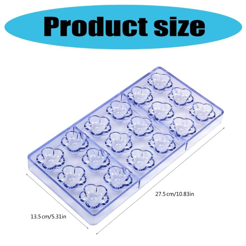 Polycarbonate Chocolate Mold 18 Cavity Flower Shape Mould for Candy Bonbons and Pastry Baking Tool Kitchen Supplies