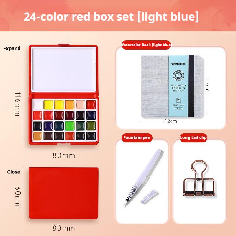 Travel Paint Palette Pocket Artist Watercolor Set Schmincke 12/24Colors Portable Watercolor Paint Box Sketchbook Set for Student