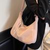Niche cream soft waxy tote bag casual versatile student commuting large-capacity messenger bag woman