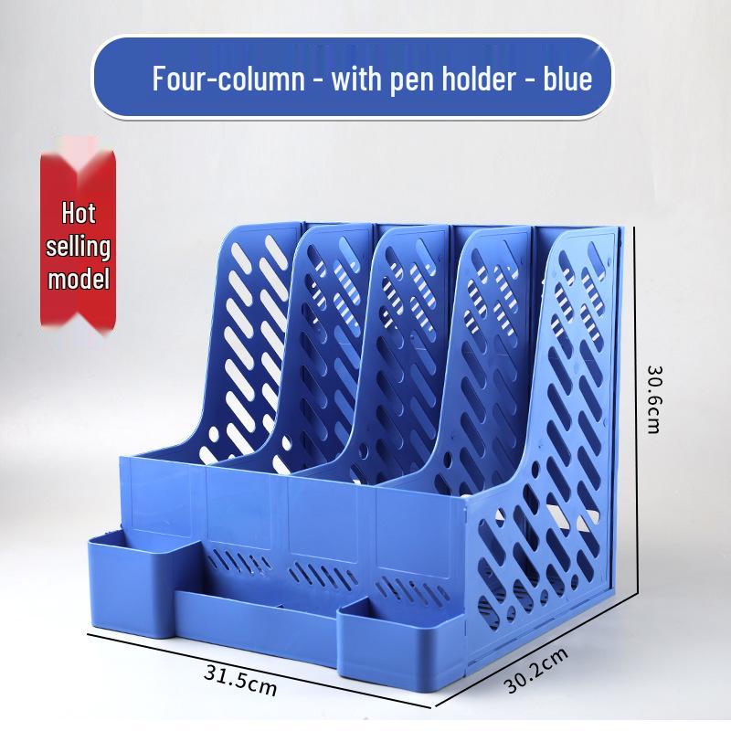 Desktop Four-Compartment File Organizer & Pen Holder with A4 Storage Box