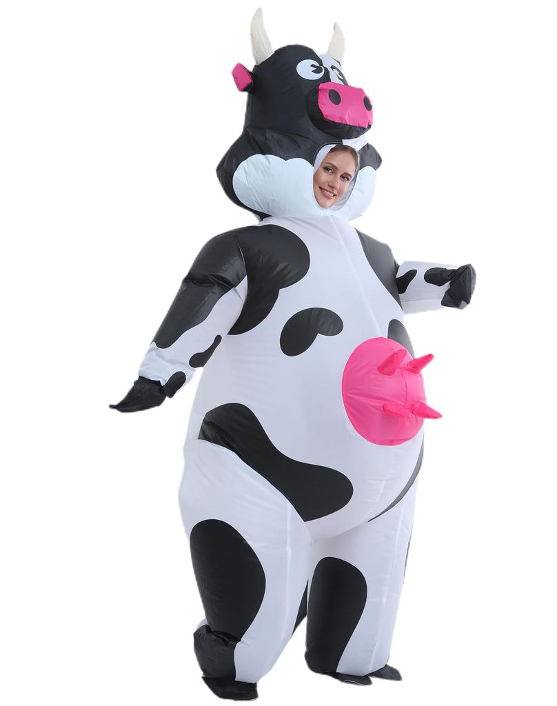 JOYBRO Inflatable Dairy Cow Costume for Adults Funny Animal Costume Perfect for and Christmas One Size Fits Most Halloween, Cosplay, Parties,