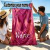 Prosop de plajă personalizat cu nume și imprimeu Barbie, pentru călătorii, camping, petreceri pe plajă, decor casnic, cadou de ziua de naștere pentru familie și prieteni