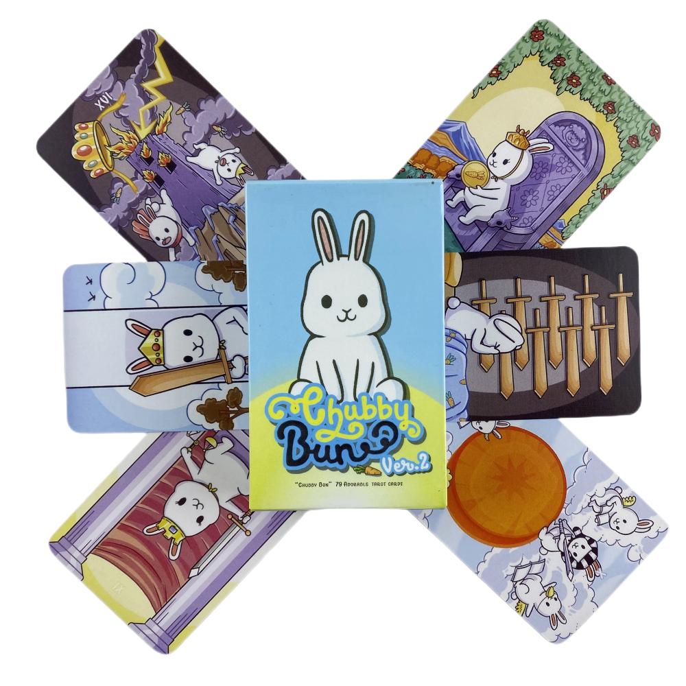 Oráculo de Cartas Coelho Bun Gordinho Rune Versão Inglesa Baralho de Jogo de Tabuleiro Tarot Cartas de Jogar Adivinhação Misteriosa
