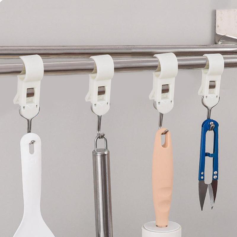 4-12pcs Tube Clamp Hook Kitchen Bathroom Multi-function Hanger Hook Clasp Towel Rack Pipe Clip Hooks Removable Clamp Towel Hooks