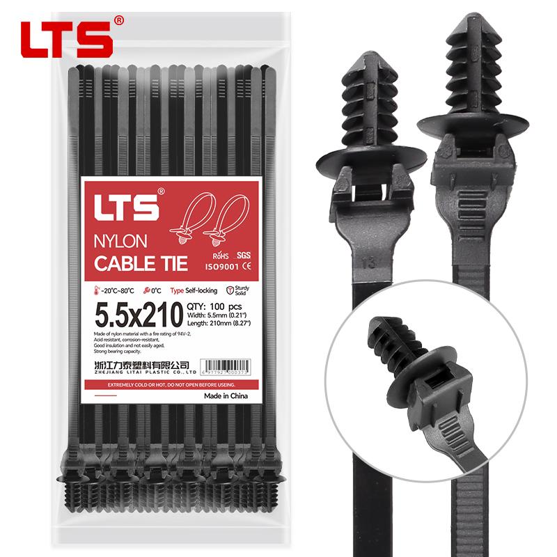 Factory Manufacturer Self-Locking Threaded Head Nylon Cable Tie 5.5*210mm New Energy Cars Automotive Wiring Harness X31 Fit
