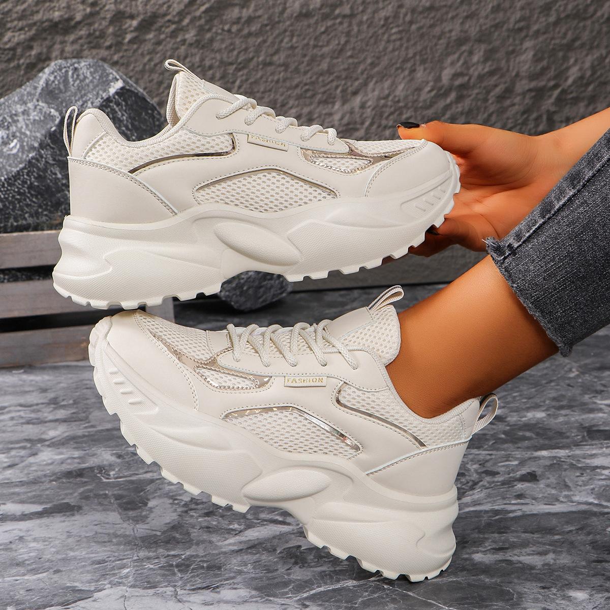 

Весенние и осенние сетчатые повседневные спортивные туфли женские дорожные туфли с внутренним увеличением роста женские туфли с открытыми ногами туфли для маленьких пап 36