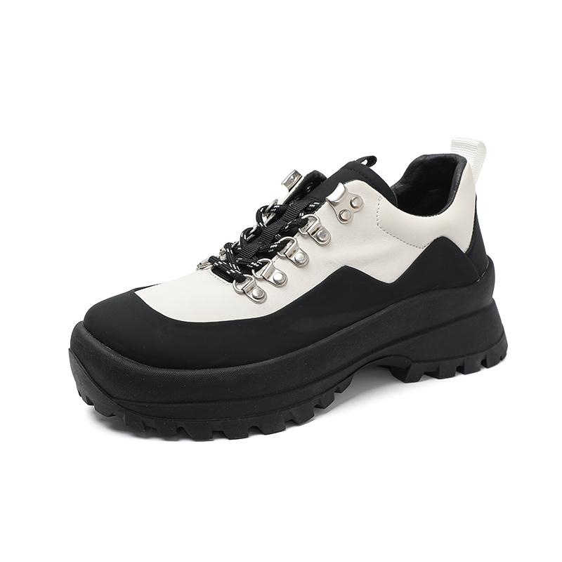 

Fashion Thick soled casual sports men s shoes High quality trendy young thick soled shoes Black and white Minimalist style designer 38 белый