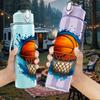 1PC Splash Basketball Hoop Print 750ml Color Plastic Sports Water Bottle Leakproof Flip Straw Lid Suitable for Sports Office Home Use