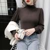 Velvet Bottoming Shirt Women's Spring Autumn Winter New Long Sleeve Solid Color Half High Neck T-shirt
