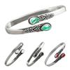 Vintage Ethnic Style Inlaid Imitation Natural Stone Bracelet Elegant Open Adjustable Bracelet Women Party Jewelry