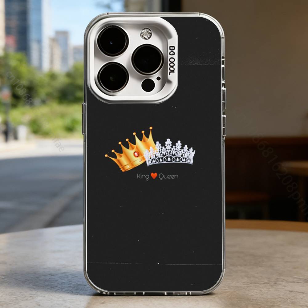 

Чехол для телефона KING Queen Crown Letter Белый Ударопрочный Для iPhone 17,16,15,14,13,12,11,Pro,XS,Max,Plus,Mini,SE iPhone14