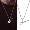 Street Mini Rock Music Guitar Pendant Fashion Titanium Steel Necklace Jewelry