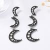 New Exaggerated Personality Shiny Inlay Zircon Hollow Out Moon Splicing Long Dangle Earrings for Women Retro Temperament Jewelry