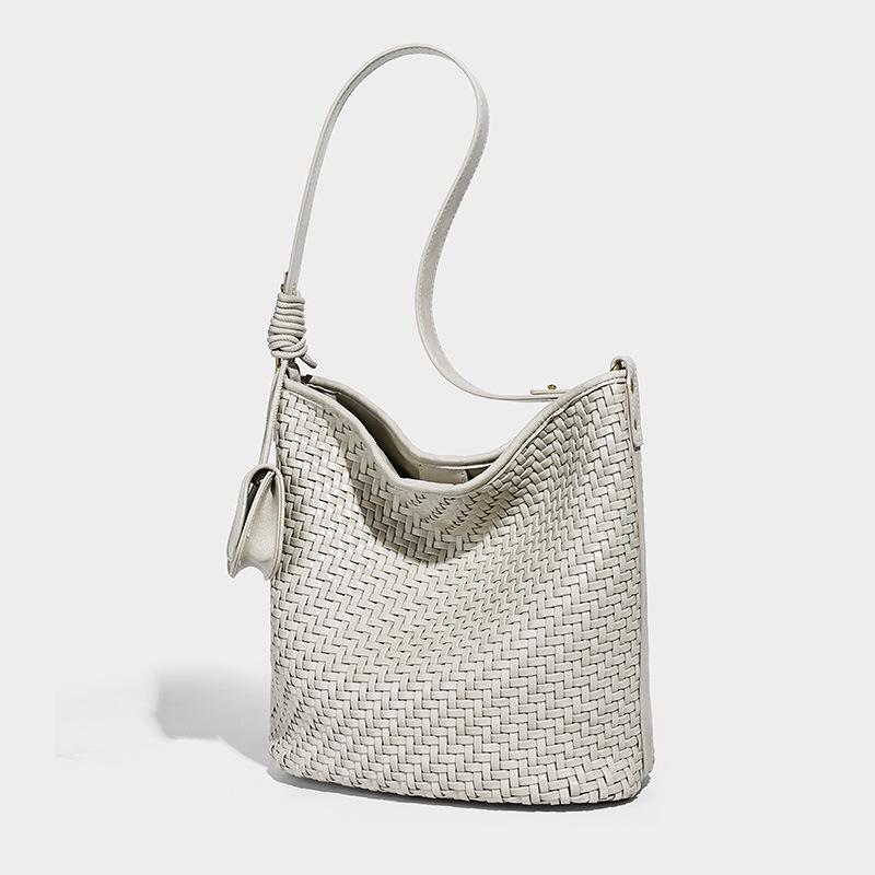 

Высококачественная осенне-зимняя сумка-тоут ручной работы большой вместимости, сумка-ведро на одно плечо, подмышку, сумка для通勤 бежевый