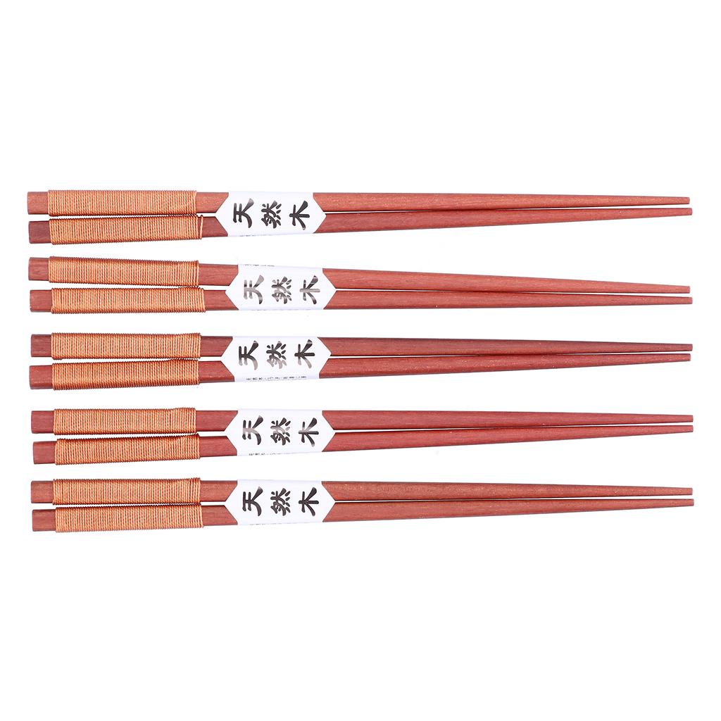 5Pairs Wooden Chopsticks Tangled Line NonSlip Sushi Chopsticks for Hotel Household Restaurant(Brown )