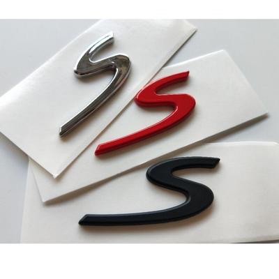 1 buc Crom Argintiu Negru Roșu Litere " S " Cuvinte Capac Portbagaj Mașină Buza Embleme Față Insigne Autocolant Decal
