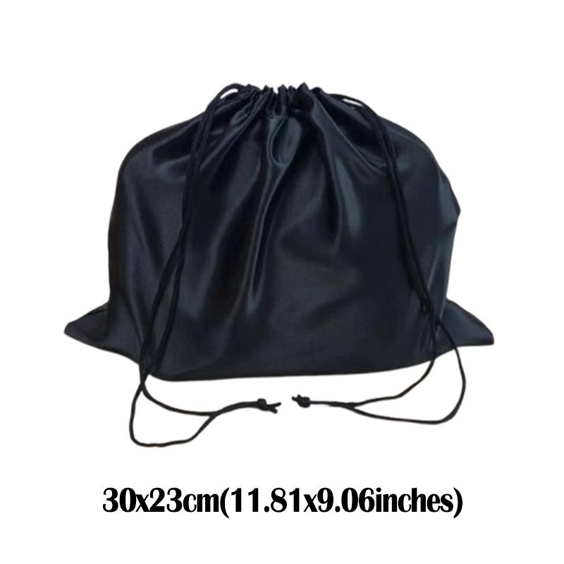 Schwarzer seidiger Satin Kordelzugbeutel Geschenkverpackung Make-up Aufbewahrungsbeutel Wiederverwendbar Staubdicht Reise Schuhe Kleidung Verpackungsbeutel