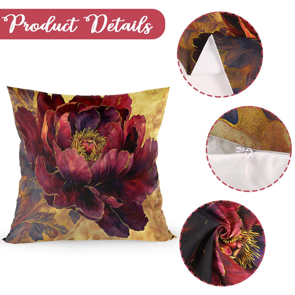 Red Peony Pillow Cases Sofa Cushion Covers Soft Pillow Covers For Home Bedroom Wedding Birthday Party Supplies