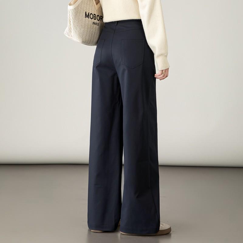 2025 Autumn Women's High-Waisted Wide-Leg White Casual Pants