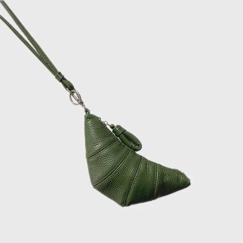 LE Genuine Leather Mini Croissant Headphone & Messenger Bag - Women's Sheep Leather Dumpling & Key Holder.