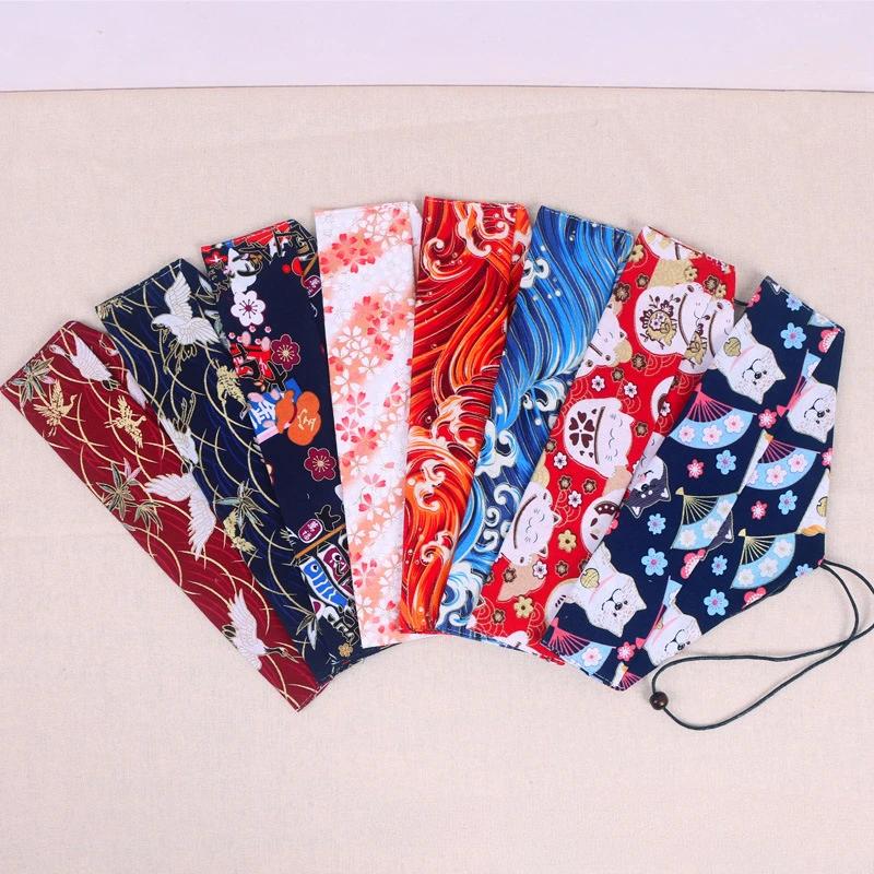 1Pcs Reusable Japanese Vintage Print Tableware Bag Travel Portable Cotton Linen Chopsticks Spoon Fork Knife Storage Bag 2025 New