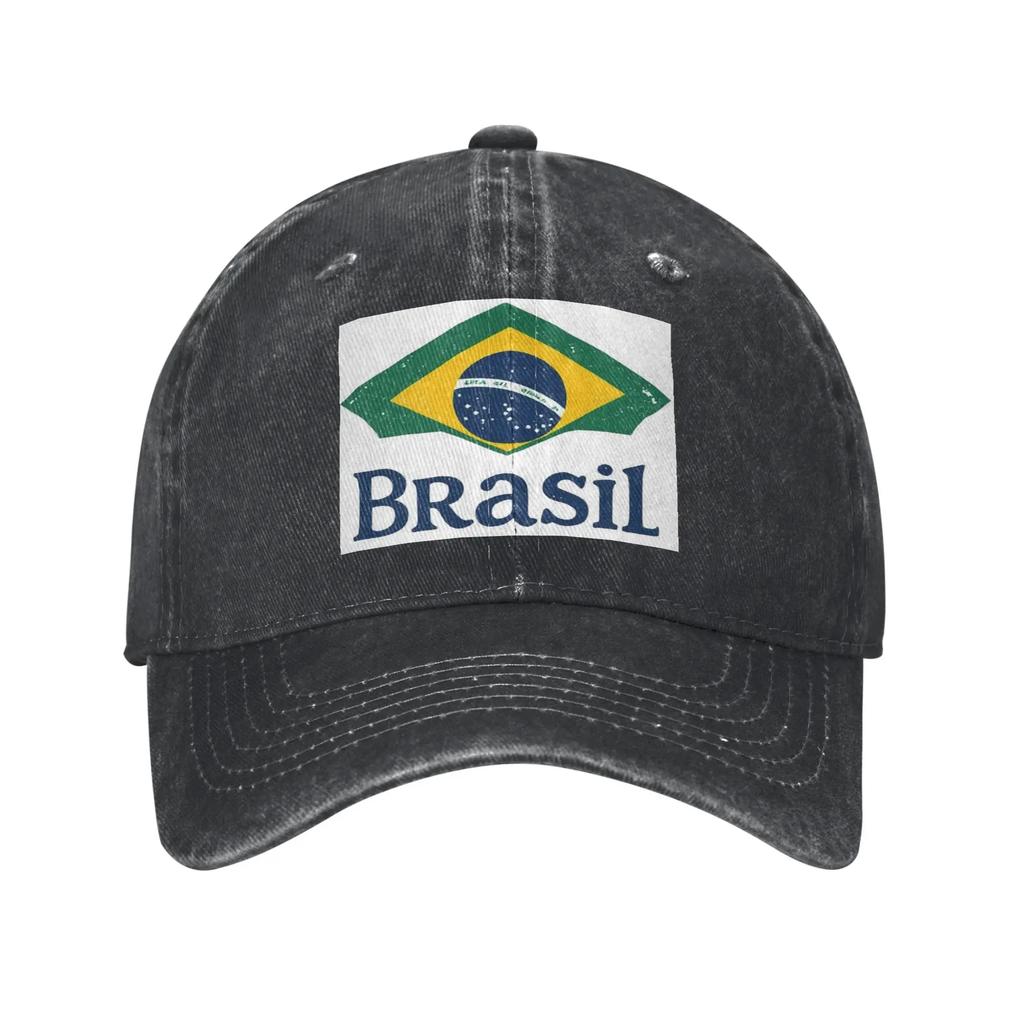 Brazil Flag Washed Denim Cap Casual Baseball Caps Adjustable Hat Summer Unisex Baseball Hats