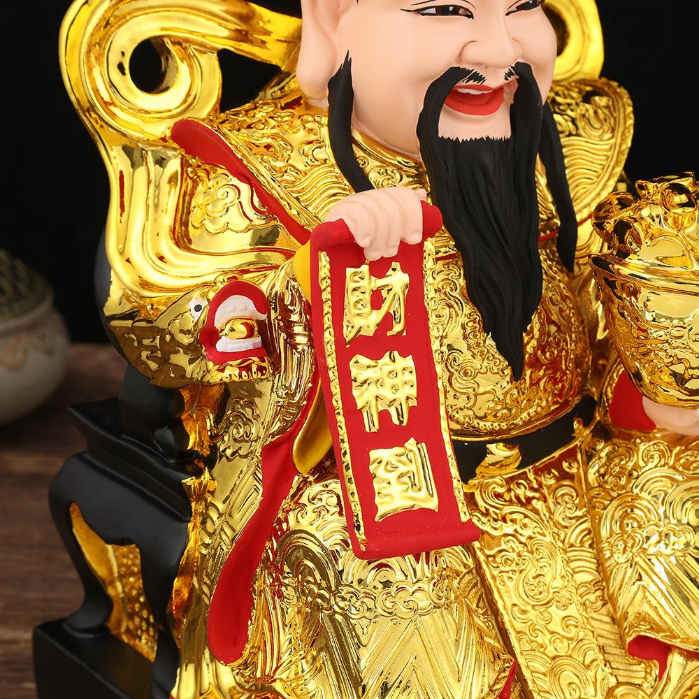 God of Wealth Buddha Statue Attracts Wealth Gold Yuanbao Resin Office Opening Ornaments
