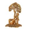 Metal Krishna Idol Murti with Kamdhenu Cow - Showpiece Articles for Home Decor