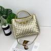 New Genuine Leather Women's Bag Fashion Retro Hand Woven Women's Handheld Single Shoulder Diagonal Cross Bag