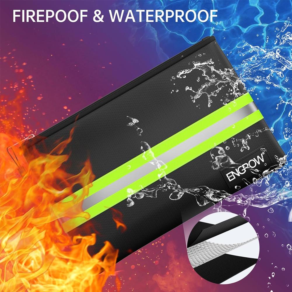Fireproof Document Bag 36x26cm Fireproof Bag Safe Storage Bag Liquid Silicone Coated Fire&Water Resistant Money Bag with Zipper
