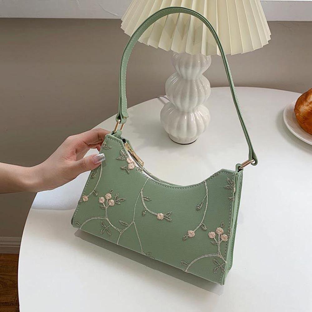 Flower Embroidery Small Handbag Women Underarm Bag Shoulder Bags Mini Messenger Bags Korean Handbag