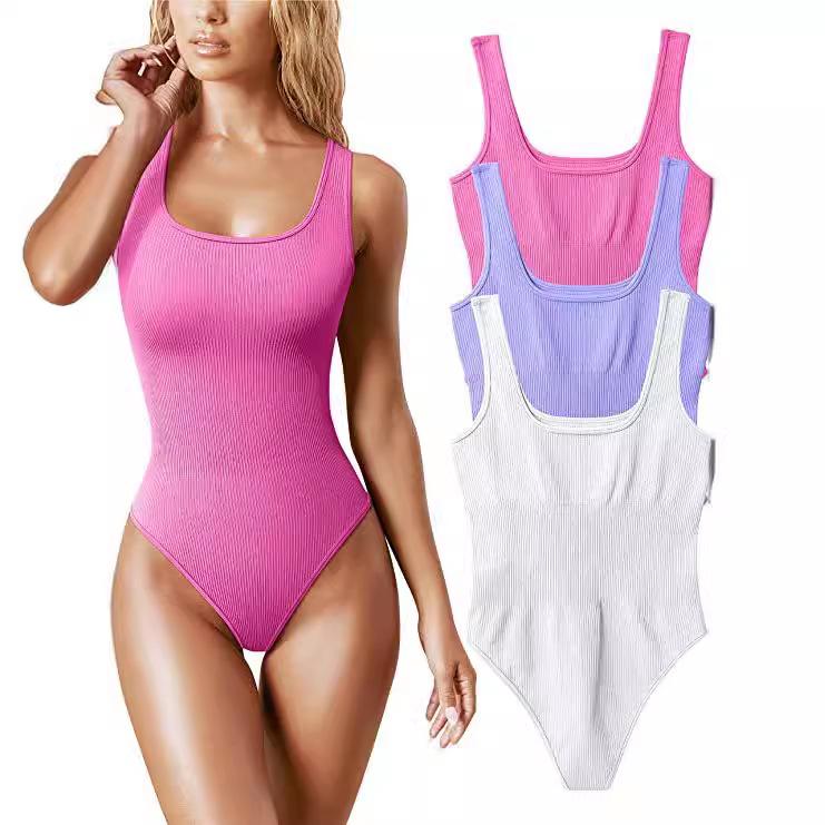 Body Canotta da Donna con Scollo a U Senza Maniche - Stile Europeo e Americano