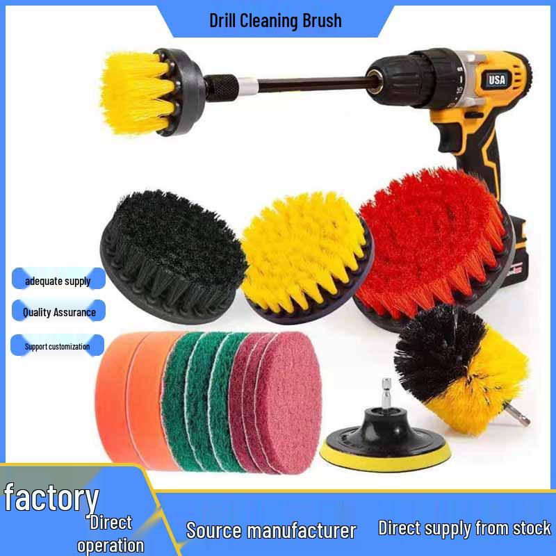 Electric Drill Brush Set: 15-Piece Car Detailing & Home Cleaning Kit Other; Car Cleaning Brush 15-Piece Set; Plastic
