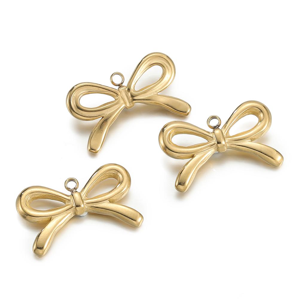 2pcs/Lot Multiple Styles Stainless Steel Bow Shape Charm Pendants for Earrings Necklace Pendant DIY Jewelry Making Accessories